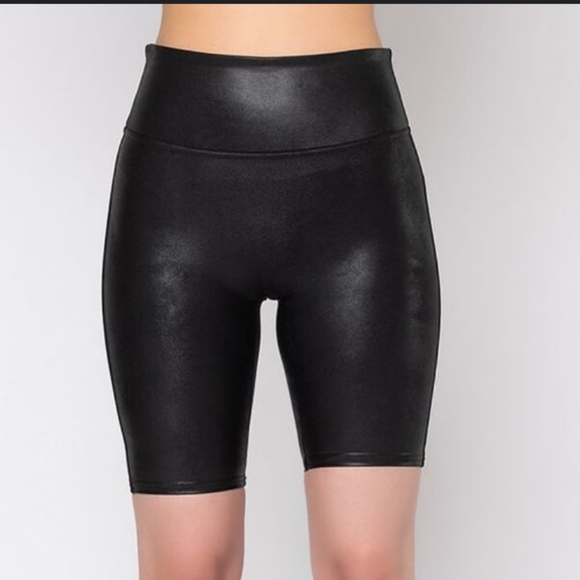 Rainbow Pants - Rainbow Pleather Bike Shorts